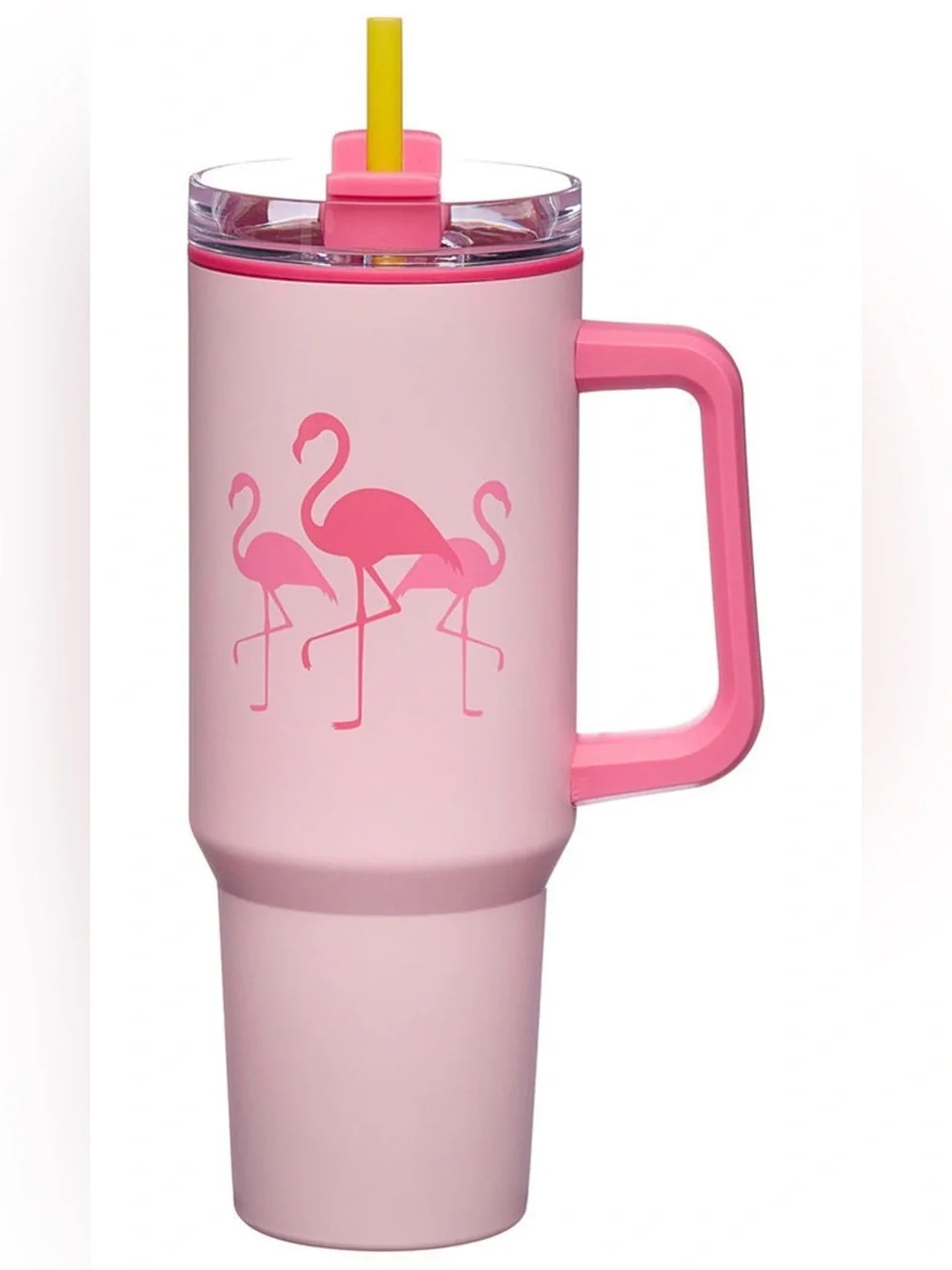 Flamingo 40oz Stainless Steel Tumbler with Handle and Straw